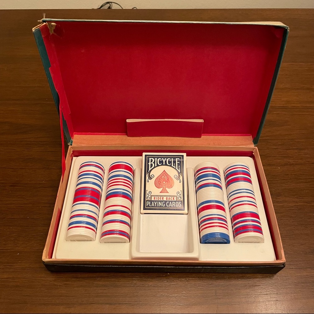 VINTAGE 200 POKER CHIPS in Box Norwich Pharmacal Company Playing Cards Promotion